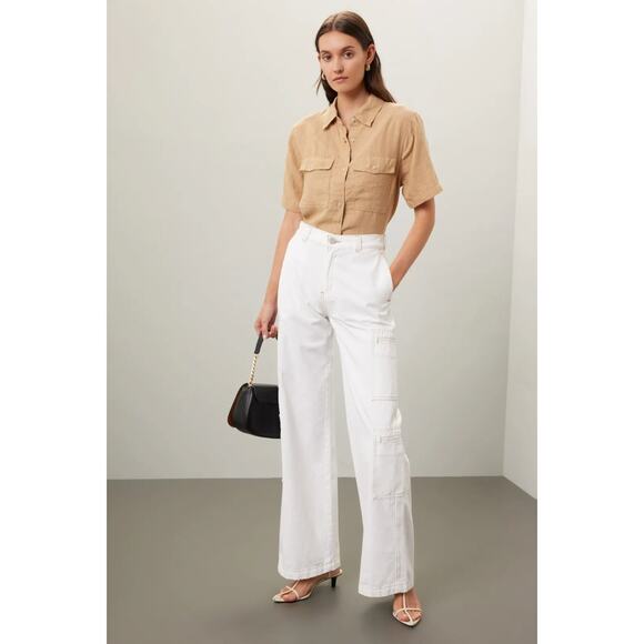 Hudson High-Rise Welt Pocket Cargo Wide Leg Jean White Sz 27 - Picture 2 of 14